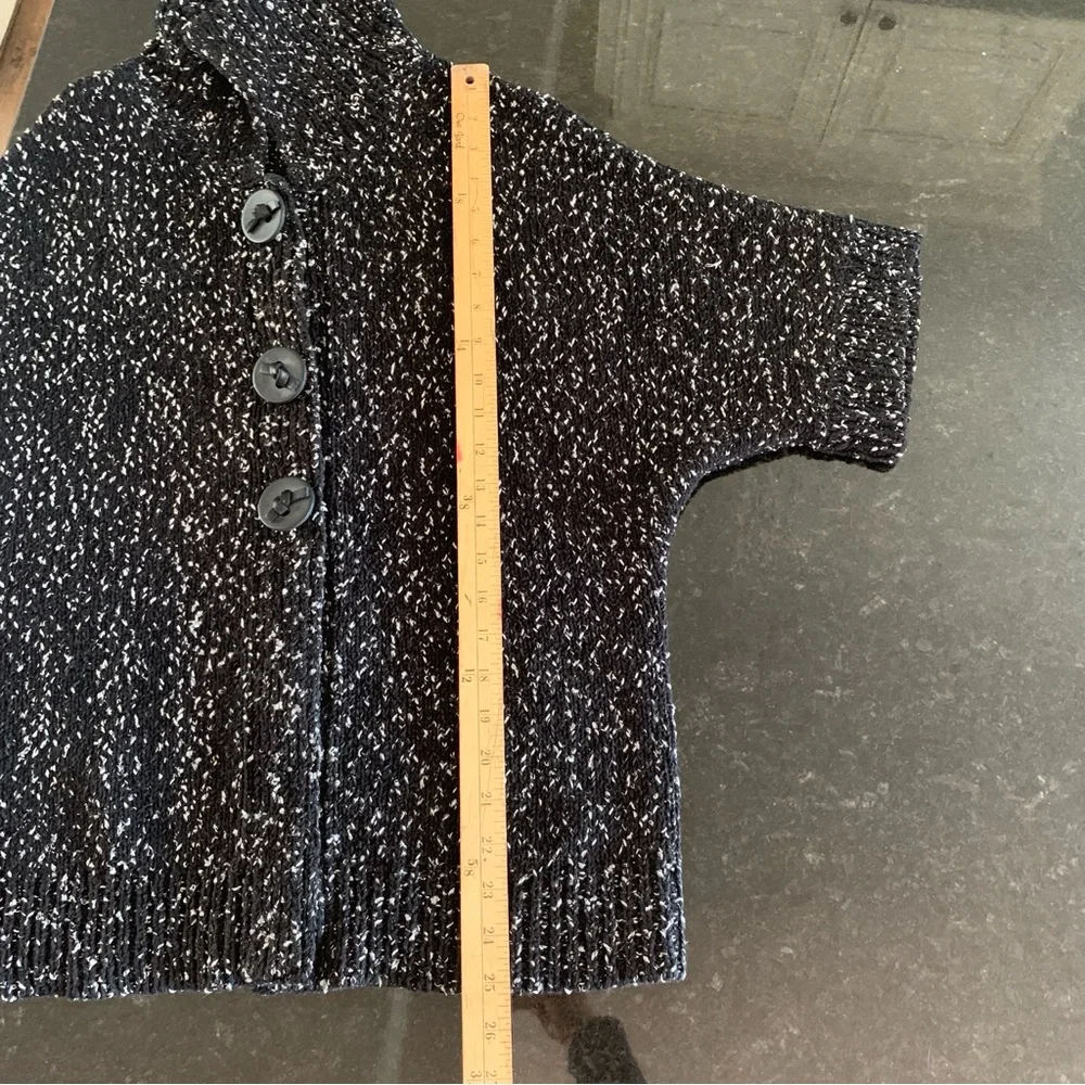 Coldwater Creek Short Sleeve Black White Knit Cardigan Sweater Size Medium 10-12 - Picture 11 of 12